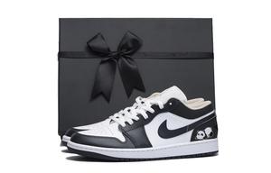 Jordan Баскетбольные кроссовки Air 1 с нескользящим и износостойким покрытием, низкие, винтажные, унисекс, черно-белые