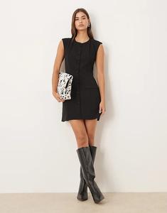 Мини-платье без рукавов с застежкой на пуговицы ASOS DESIGN черного цвета