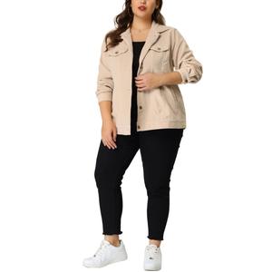 Женская короткая вельветовая куртка-бомбер с воротником на пуговицах и воротником-стойкой для женщин Agnes Orinda, коричневый