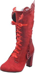 Женские осенние сапоги Ladmiple, высокие до колена, с широкой голенью, винтажные викторианские сапоги 70-х, на шнуровке, с средним конусообразным каблуком, вестерн-сапоги 2024, Red