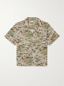 Рубашка из хлопковой смеси с камуфляжным принтом и воротником-трансформером JOHN ELLIOTT, зеленый