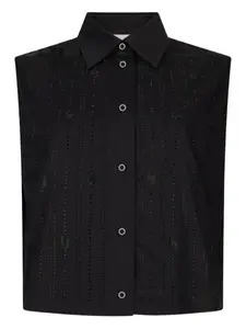 Хлопковый топ, украшенный стразами LIU JO, черный