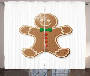 Штора в деревенском стиле Пряничный человечек от ABAKUHAUS, Iconic Treats, присборенная штора из тесьмы для спальни с петлями и крючками, 280 x 225 см, карамельно-зеленый, красный Abakuhaus