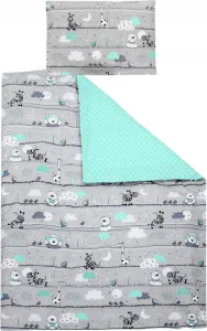 Детский комплект постельного белья с узором , 2 предмета, двусторонний, цвет: мятный, размер: 135 x 100 см TupTam