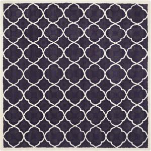 Ковер SAFAVIEH, 214 x 214 см, Chatham Collection, Purple & Ivory, ручной работы, геометрический узор, шерсть, идеально для помещений с высокой проходимостью: гостиная, спальня (CHT821B)