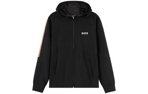 Худи с молнией и принтом логотипа HUGO BOSS, черный