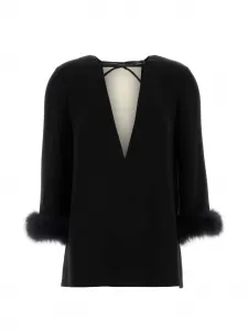 Блузка с перьями Valentino Garavani, черный