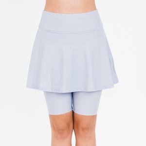 Женская расклешенная юбка для плавания длиной до середины бедра с велосипедными шортами Calypsa, цвет dusty blue