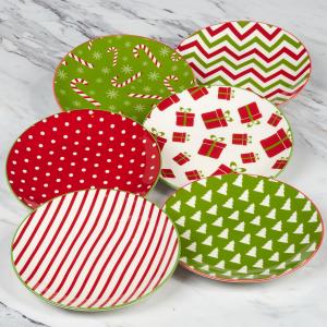 Certified International Holiday Fun тарелки для ланча/канапе 15 см, набор 24 шт, ассорти дизайнов, мультиколор