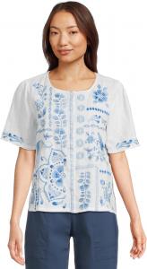 Блуза Johnny Was Linen Flutter Sleeve Blouse- Yadira, White