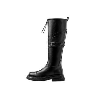 Осенние ботинки до колена в стиле Maillard 4,5 см женские коричневые MIAOLV, черный[Fleece-Lined]