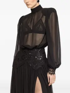 Платье с декоративной отделкой и воротником-стойкой Nissa, черный