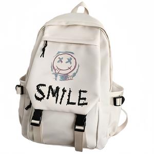 BALANG Нейлоновый походный рюкзак унисекс черно-белый, White Smiling Monster Pattern, Charm Not Included