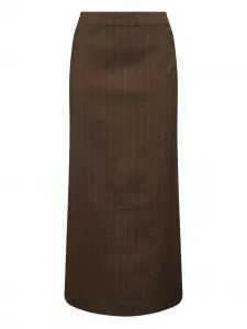 Юбка в тонкую полоску на пуговицах Uma Wang, коричневый