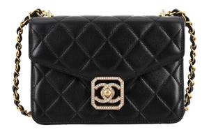 CHANEL Миниатюрный женский плечевой рюкзак из зимней овчины черный