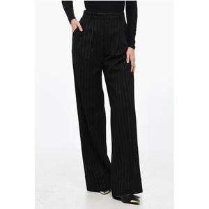 Брюки палаццо с одинарной складкой и узором в тонкую полоску с люрексом The Andamane, Black