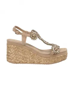 Туфли на танкетке с декоративным ремешком Alma En Pena, бежевый