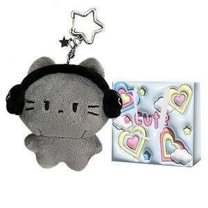 FKOFR Свисающая плюшевая игрушка "Свирепый серый котенок" высотой 8 см