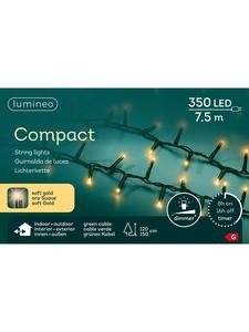 Lumineo Компактная гирлянда из 350 светодиодов, 7,5 м, зеленый кабель цвета "мягкое золото"