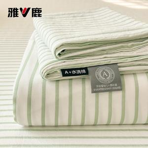 Yalu Простыня 160х230 см из хлопка, светлые зеленые полосы, мягкая и дышащая