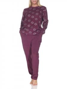 NORMANN Пижама из махровой ткани с длинными рукавами, манжетами и звездочками ягодного цвета