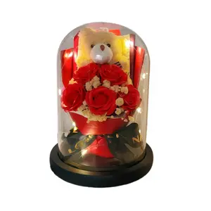 Теплый мишка роза букет стеклянный абажур кукла товары Brangdy