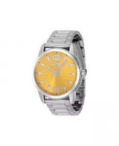 Мужские часы 48493 Celestial Quartz с желтым циферблатом и тремя стрелками Invicta, серебряный