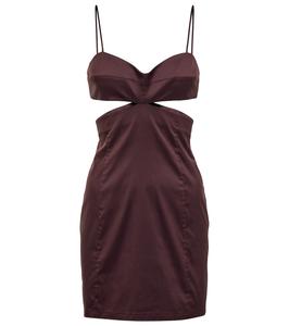 Мини-платье из хлопковой смеси с вырезом Zeynep Arçay, коричневый