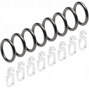 Кольцо для штор Liedeco, (комплект, 8 шт., с крючками-плиссе), для карнизов Ø 16 мм, цвет titansilberfarben