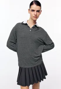 Поло с контрастным воротником в полоску Pull&Bear, Grey