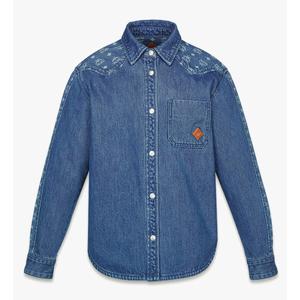 Куртка с монограммой из джинсовой ткани жаккард MCM, джинсово-синий