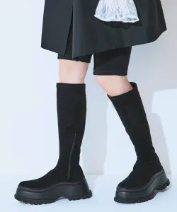 Волнистые эластичные длинные сапоги Jeanasis, цвет Other Black (Suede) (10)