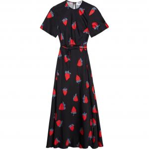 Платье с поясом и принтом клубники MSGM, черный