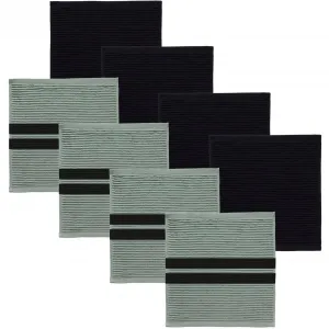 DDDDD Кухонное полотенце «Combination Set Basic & Baxter, 30x30 см, 100% хлопок», (набор из 8 предметов, состоящий из 4 кухонных полотенец Basic и 4 кухонных полотенец Baxter), оптимальная впитываемость, с практичной петлей для подвешивания, зеленый