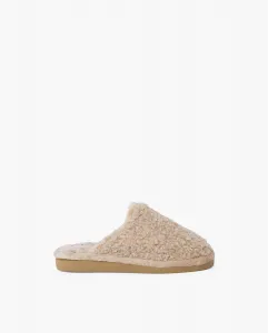 Закрытые домашние тапочки для детей домашнего типа овчина нескользящая подошва Pisamonas, бежевый