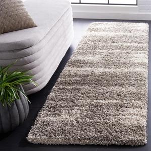 Ковер-ковер-дорожка SAFAVIEH, 69 x 244 см, Hudson Shag Collection, Ivory & Grey, современный абстрактный дизайн, не линяет и прост в уходе, идеален для помещений с высокой проходимостью в гостиной, спальне (SGH212B)