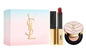 SAINT LAURENT Розовая помада-подушечка с золотой полоской набор макияжа натуральная стойкая 2,2г+12г