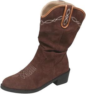 Женские ботинки ZJWBB с вышивкой, с открытым носком, повседневные, на массивном каблуке, средние по голени, с остроконечным носком, короткие ботильоны Generic, Red