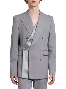 Двубортный пиджак из смесовой шерсти Dolce&Gabbana, серый