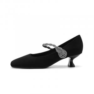 Туфли Мэри Джейн на тонком каблуке 4 см, женские Zubumei, Black