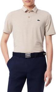 Lacoste мужская спортивная поло Regular Fit с защитой от ультрафиолета для гольфа, Ochre/White Striped