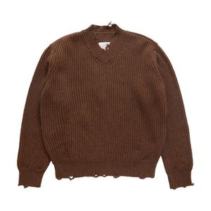 Свитер MM6 Maison Margiela V-Neck Sweater, Brown Melange