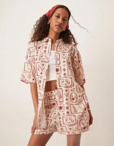 Льняная рубашка ASOS DESIGN с принтом в стиле вестерн