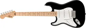 Электрогитара Squier, SONIC STRATOCASTER LEFT-HANDED, гриф из клена, белый защитный слой, черный цвет