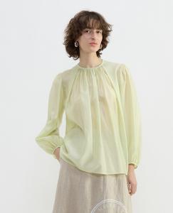 Прозрачная блузка из ацетатной лиоцелловой ткани с присборенной отделкой Plain People, цвет Yellow