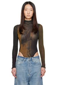 эксклюзивный зеленый боди с высоким воротником и кислотным принтом Ssense Jean Paul Gaultier, мультиколор