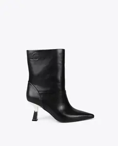 Женские ботильоны с контрастным металлическим каблуком Lola Casademunt, черный/серебряный