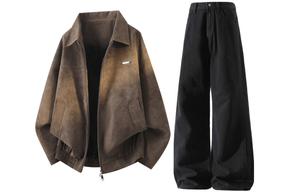 Повседневная спортивная одежда Unisex с лацканом Lapel Moderate X1617, coffee top+желтый mud jeans