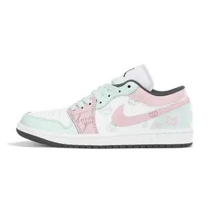Jordan Кроссовки Air 1 устойчивые к истиранию низкие винтажные баскетбольные Unisex Green Pink