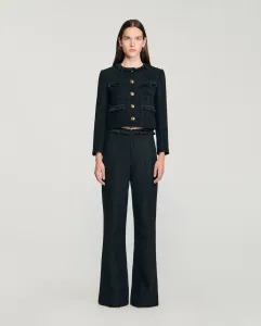 Женские брюки из твида Sandro, черный